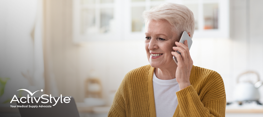 Senior woman on the phone making a call